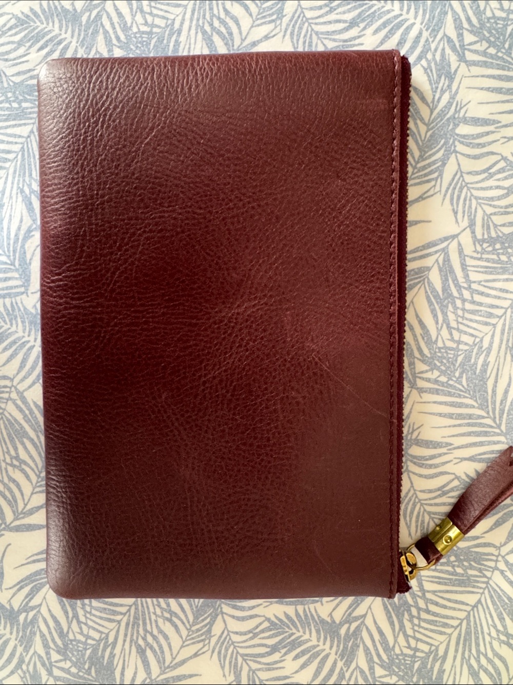 Madewell Leather Wristlet Clutch in Deep Burgundy